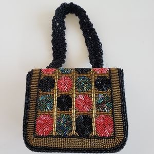 Clutch bag/ beaded/ multicolor